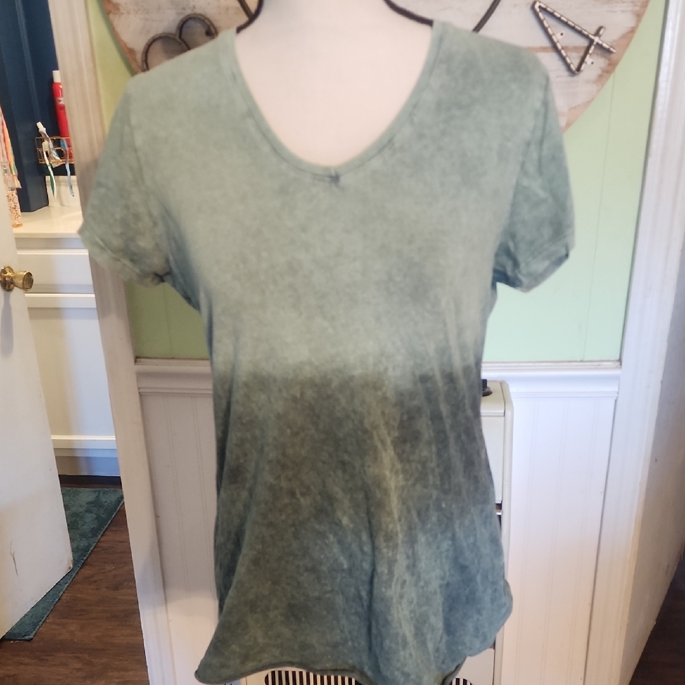 Green V-Neck Women's Top
